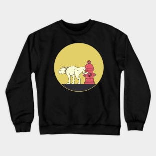 Funny Pitbull Dog Peeing Retro Sunset Vintage Colors Crewneck Sweatshirt